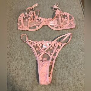 Pink never worn sheer lingerie heart set